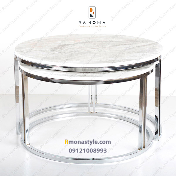 میز-جلومبلی-طرح-70-80-گرد-استیل-سیلور-کد-563
